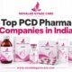 Pink and white Novalab Gynae Care banner featuring branded pharmaceutical product packaging and the text “Top PCD Pharma Companies in India.
