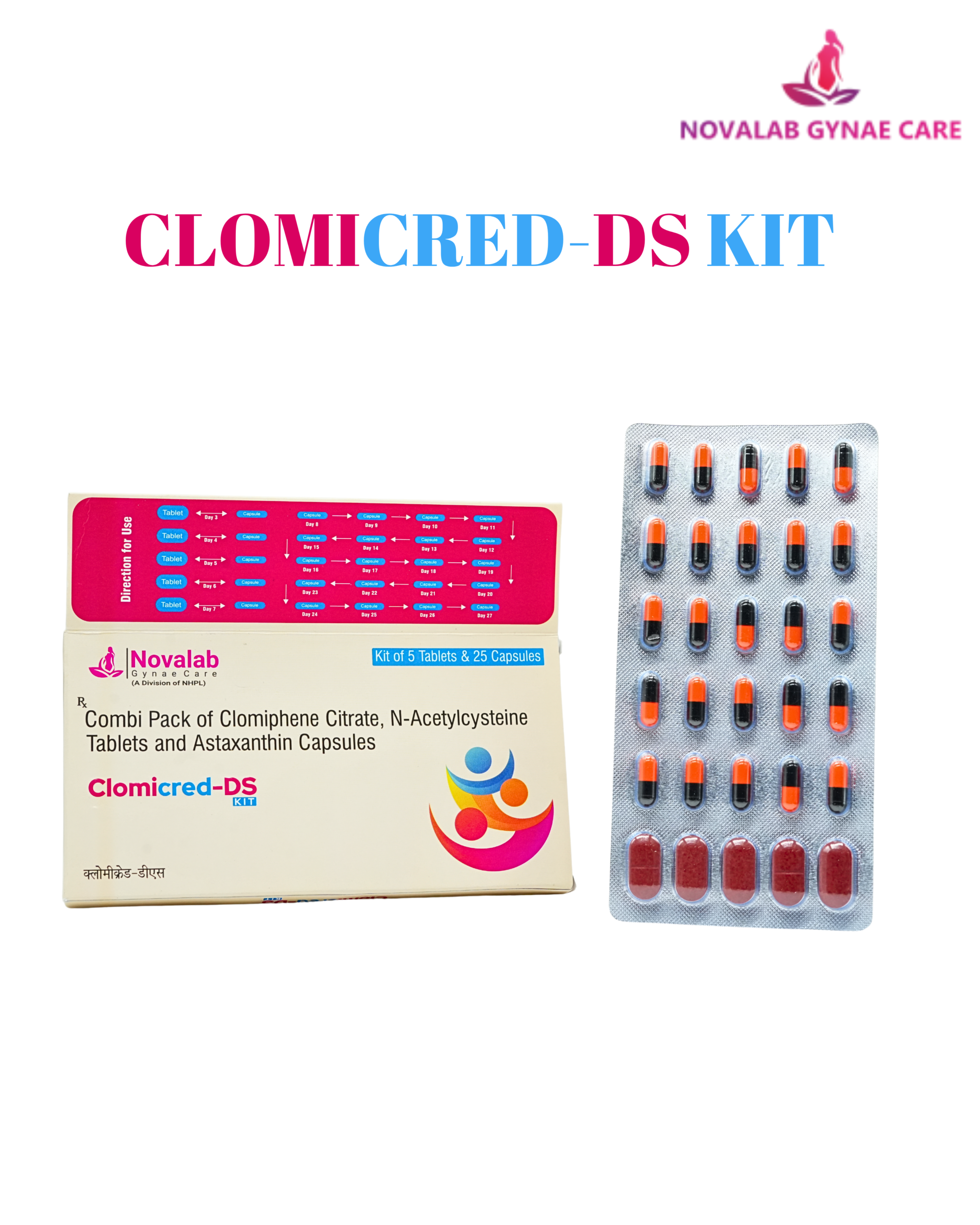 Combi Pack of Clomiphene Citrate, N-Acetylcysteine Tablets and Astaxanthin Capsules
